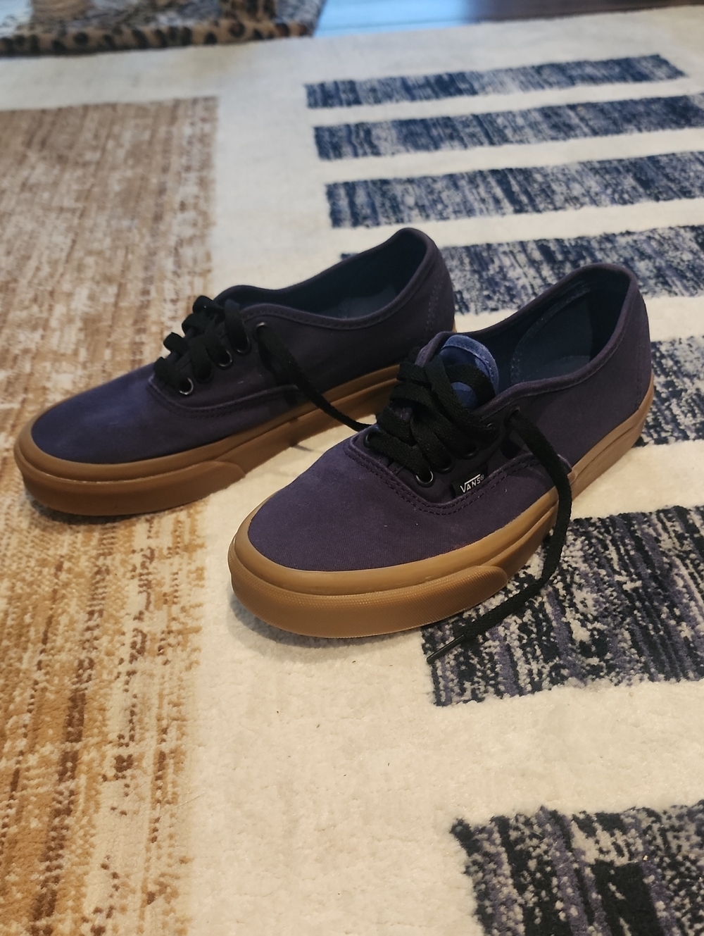 Vans Low-Top Canvas Sneakers in Deep Purple with Gum Sole Mens 6.5 Womens 8